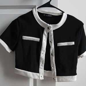 Mixit Black and White Cropped Cardigan